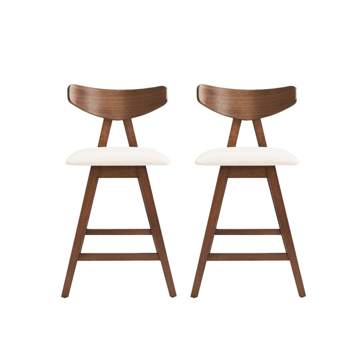Mid Century Modern Counter Stool With V Shape Frame And Upholstered Seating