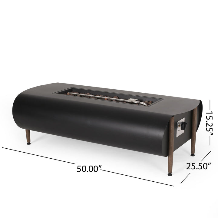 Vernon - Rectangle Fire Pit 50, 000 Btu - Dark Gray