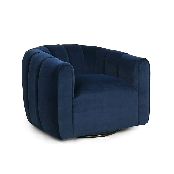 Serenizia - Upholstered Swivel Chair With Channel Tufted