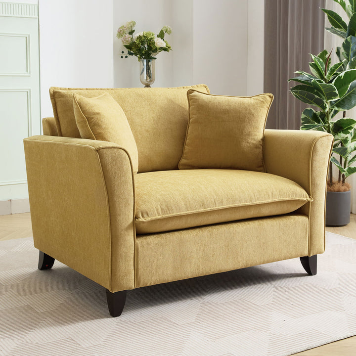 Oversized Armchair, Chenille Fabric, Comfy Chair And A Half Single Sofa With Pillow For Living Room
