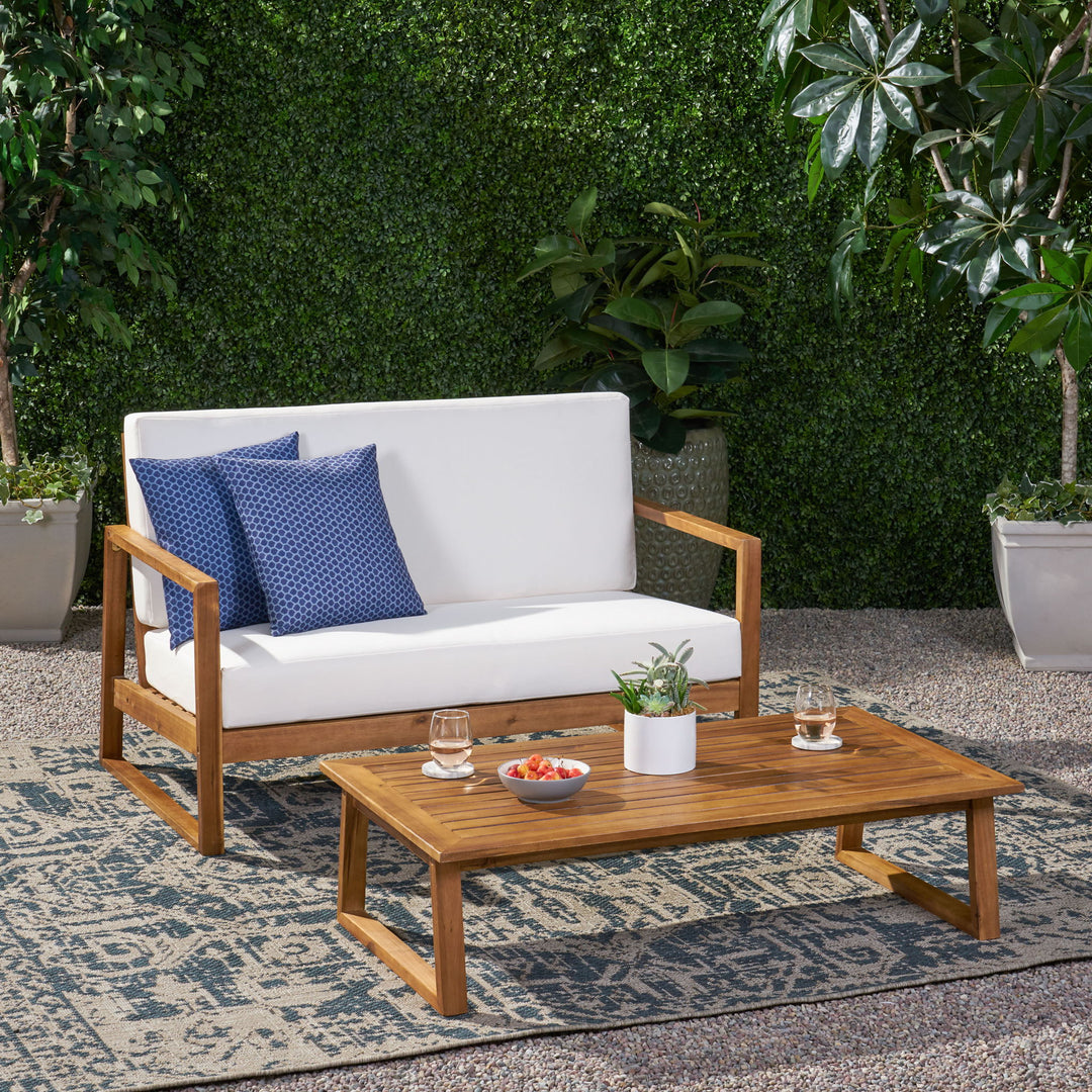 Belgian - Loveseat & Coffee Table Set With Water Resistant Cushions