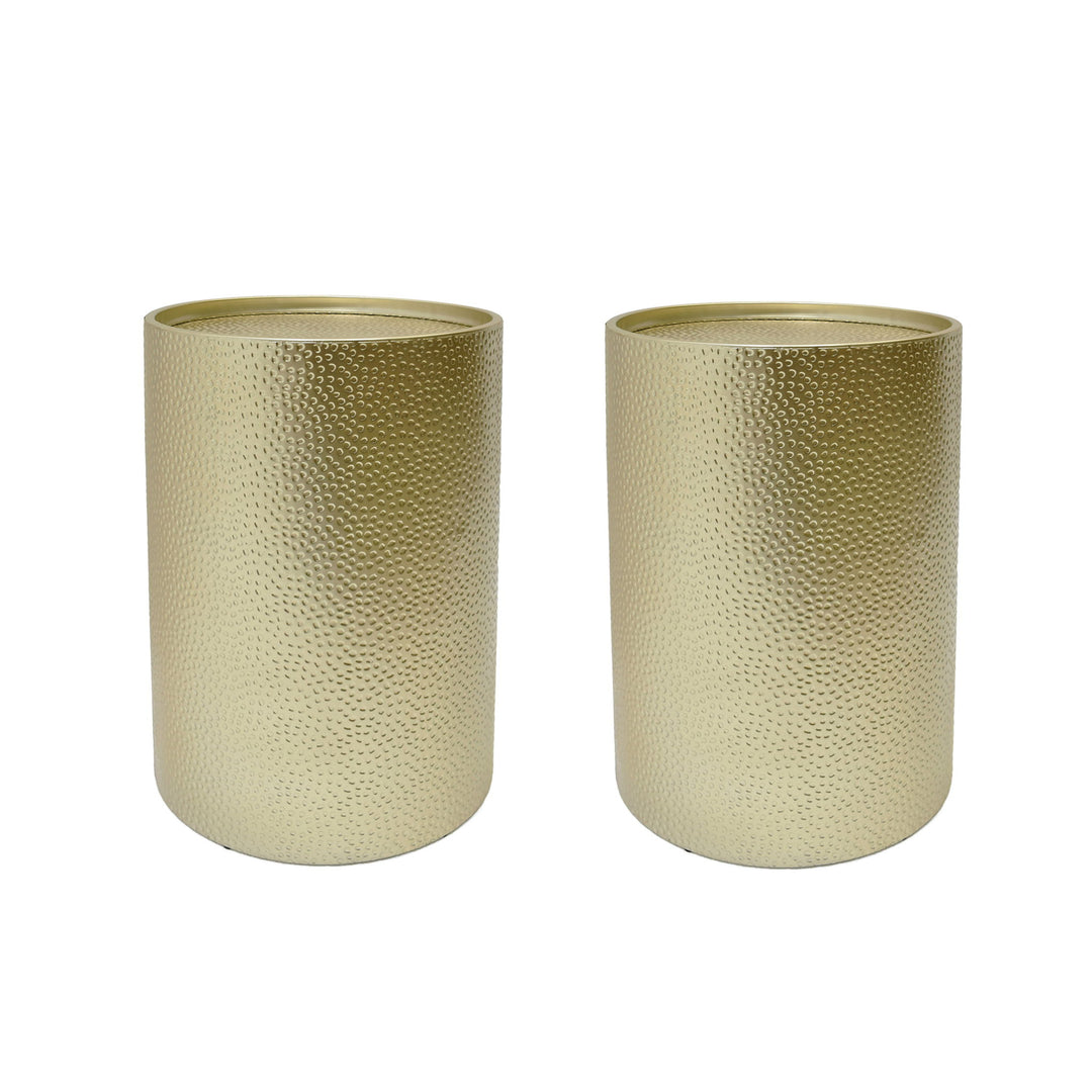 Modern Round Accent Table With Hammered Surface