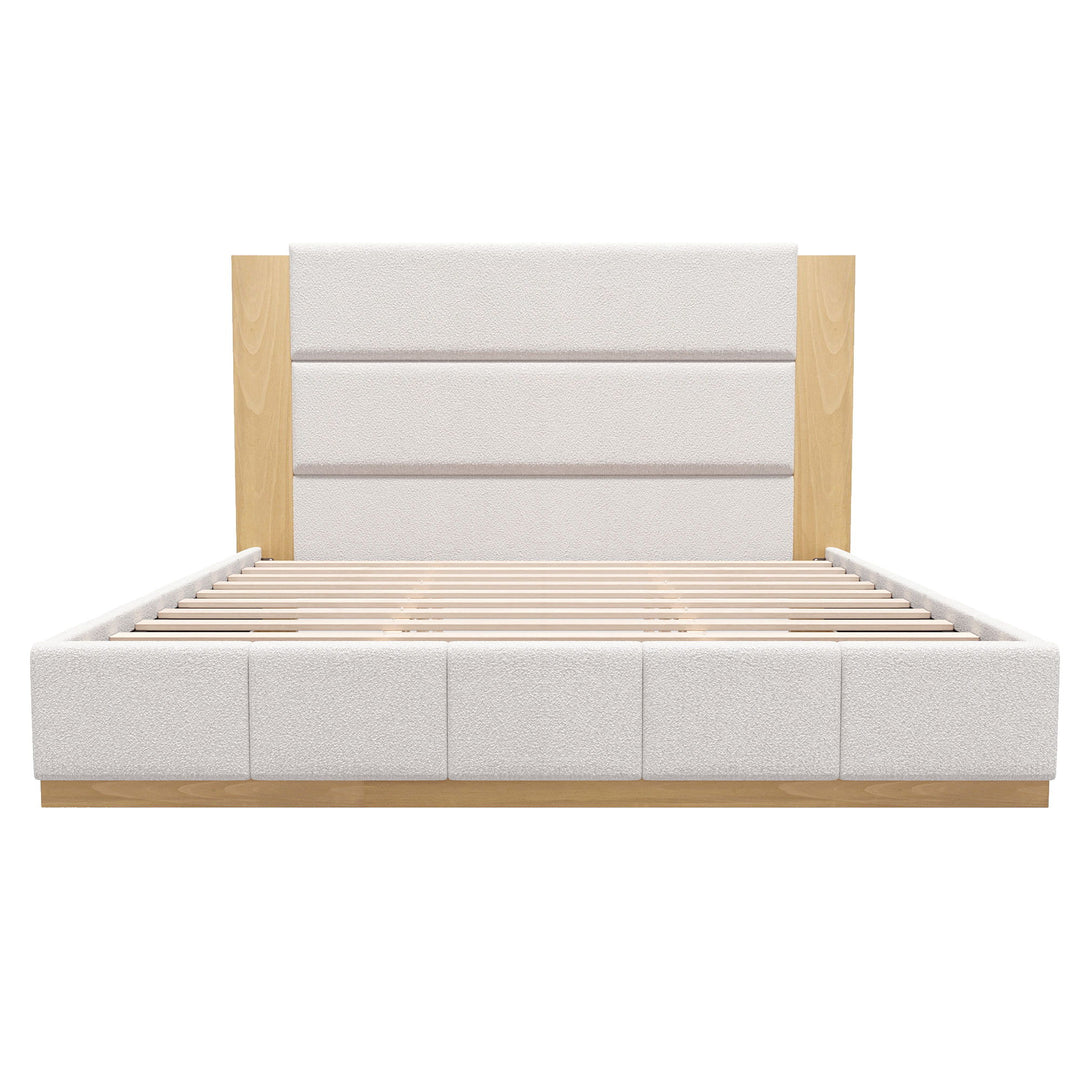 Modern Upholstered Platform Bed With Extended Headboard