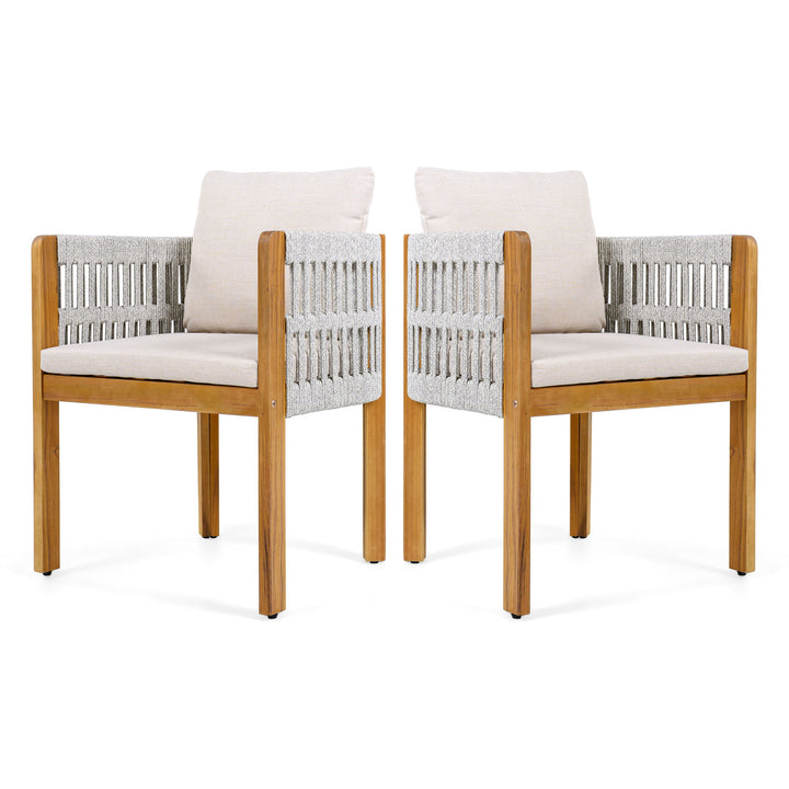 Outdoor Dining Chairs With Mix Rope Handles (Set of 2)